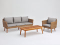 Divani da esterno - Rattan-legno-tessuto - 208x82x84 cm - Naturale-Grigio chiaro - Scandinavo