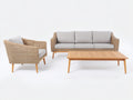 Divani da esterno - Rattan-legno-tessuto - 218x82x84 cm - Naturale-Grigio chiaro - Scandinavo