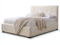 Letto matrimoniale - similpelle - 218x172x116 cm - crema - moderno