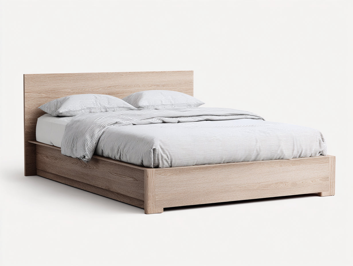 Letto matrimoniale-legno-214x174x96 cm-rovere chiaro-scandinavo