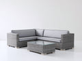 Divani da esterno - Rattan-tessuto-vetro - 252x172x84 cm - Grigio chiaro-Grigio perla - Moderno