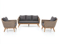 Divani da esterno - Rattan-legno-tessuto - 198x84x86 cm - Naturale-Grigio antracite - Scandinavo