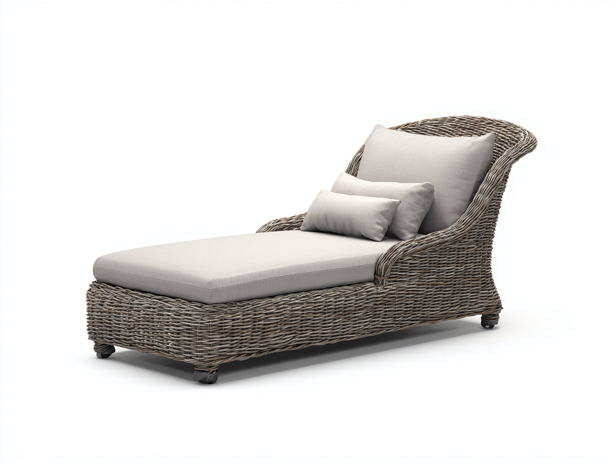 Lettino prendisole-rattan-tessuto-187x81x87 cm-beige-grigio naturale-stile costiero
