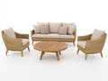Divani da esterno - Rattan-legno-tessuto - 218x82x86 cm - Naturale-Beige - Mediterraneo