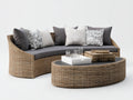 Divani da esterno - Rattan-tessuto-vetro - 245x95x82 cm - Naturale-Grigio - Moderno