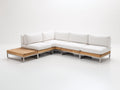 Divani da esterno - Legno-alluminio-tessuto - 295x210x78 cm - Naturale-Bianco - Minimalista