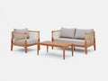 Divani da esterno - Legno-corda-tessuto - 168x76x80 cm - Naturale-Grigio chiaro - Scandinavo