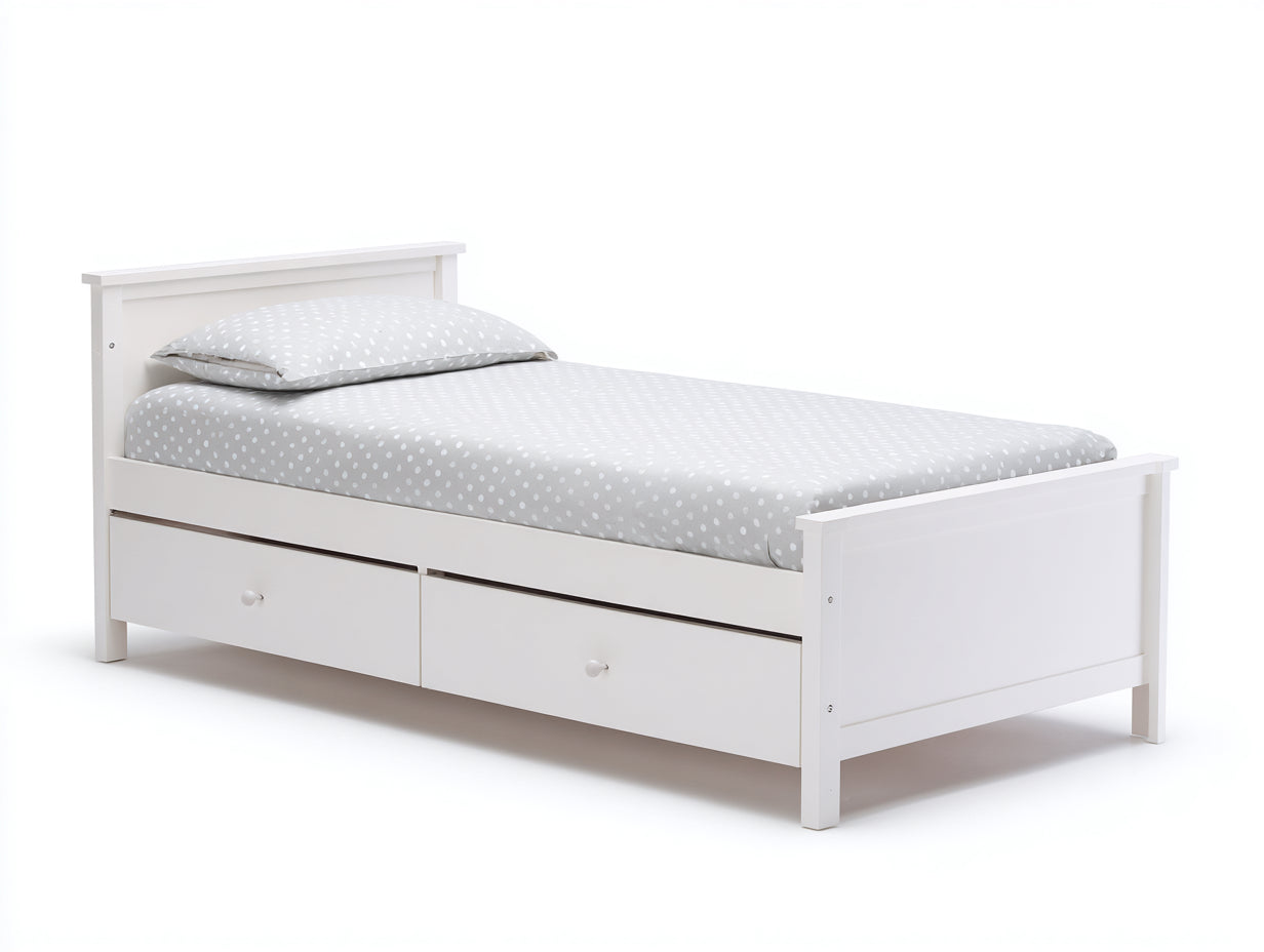 Letto singolo-legno-205x98x88 cm-bianco-classico