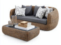 Divani da esterno - Rattan-tessuto-vetro - 205x92x84 cm - Naturale-Grigio - Moderno
