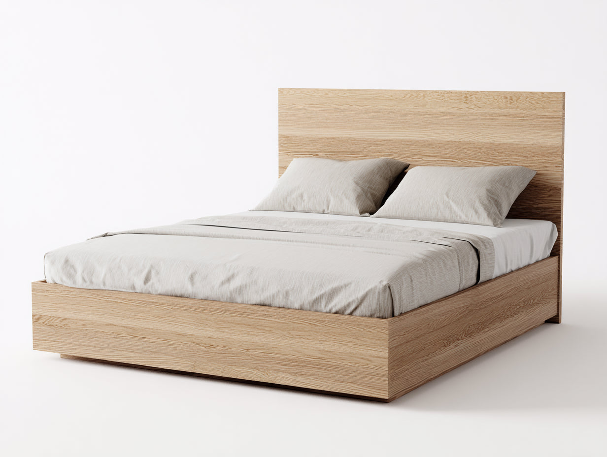 Letto matrimoniale-legno-218x178x102 cm-rovere naturale-moderno