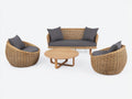 Divani da esterno - Rattan-legno-tessuto - 158x78x82 cm - Naturale-Grigio antracite - Boho