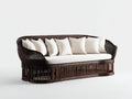 Divani da esterno - Rattan-tessuto - 238x92x90 cm - Marrone scuro-Avorio - Classico