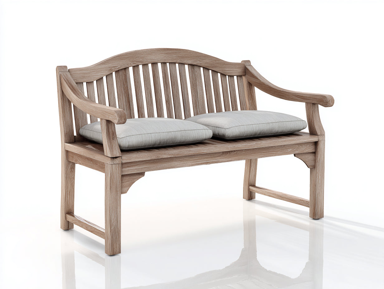 Panche da giardino-Legno massello-Tessuto-138x60x92 cm-Grigio chiaro-Tortora-Classico